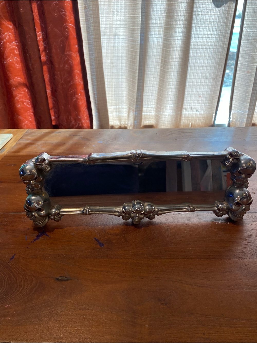 Decorative Skull Rearview Mirror- Chrome Look